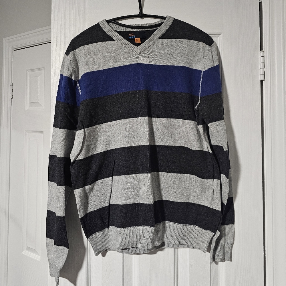 Striped Gray and Blue Men's Sweater